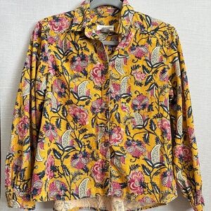 PILCRO & THE LETTERPRESS Paisley Floral Corduroy Shirt Size XS